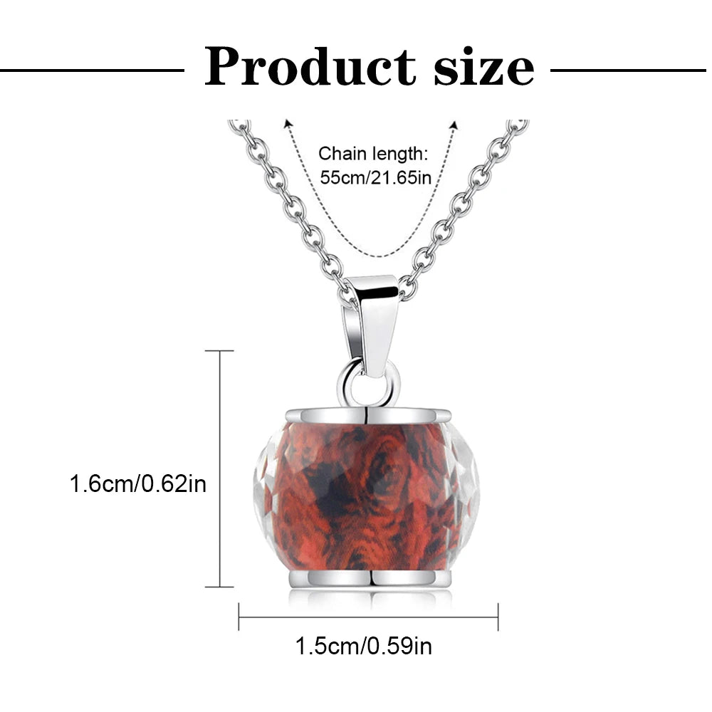 Rose Blume Einäscherung Urne Halskette für Asche Edelstahl Denkmal Einäscherung Schmuck Andenken Anhänger Halskette für Frauen Mädchen
