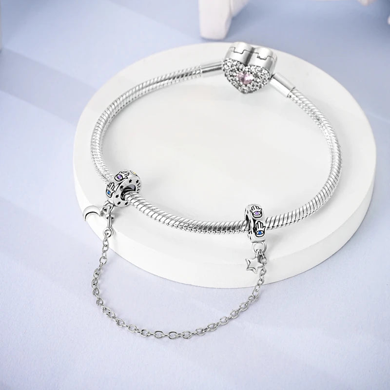 Heiße Verkäufe 925 Sterling Silber Charms Perlen Teufel Auge Fatimas Hand Kreuz Perlen Fit Original Armband Frauen DIY schmuck Geschenke