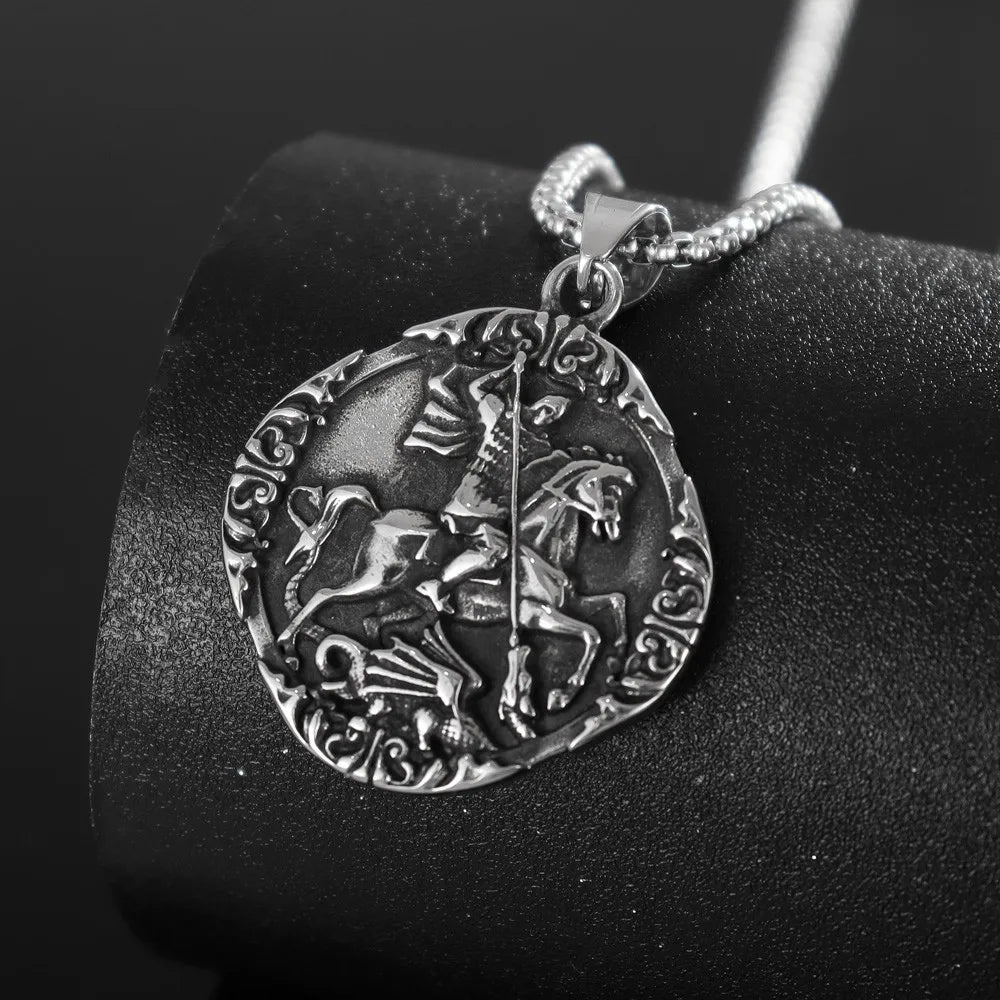 Vintage mittelalterlicher Kriegsritter Anhänger Charm Herren Halskette Weihnachtsgeschenk Valentinstag Geschenk Amulett Schmuck Zubehör