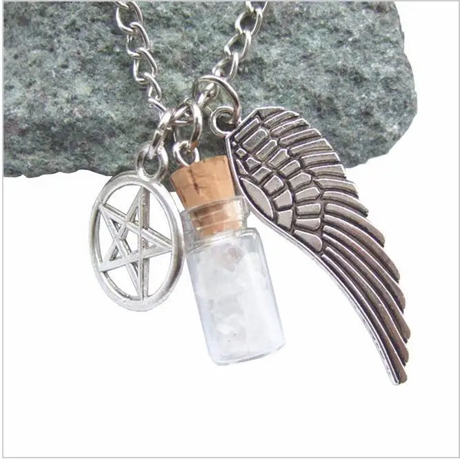 Supernatural Dean Leder Seil Kupferfarben Anhänger Kette Halskette für Frauen Männer Winchester Jensen Ackles Amulett Vintage Schmuck Goth