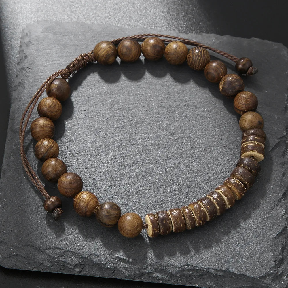 1PC Pulseras Hombre Vintage Tribal Holz Perlen Mann Armbänder Pulseiras Masculina Lava Stein Perlen Männliche Armbänder Homme