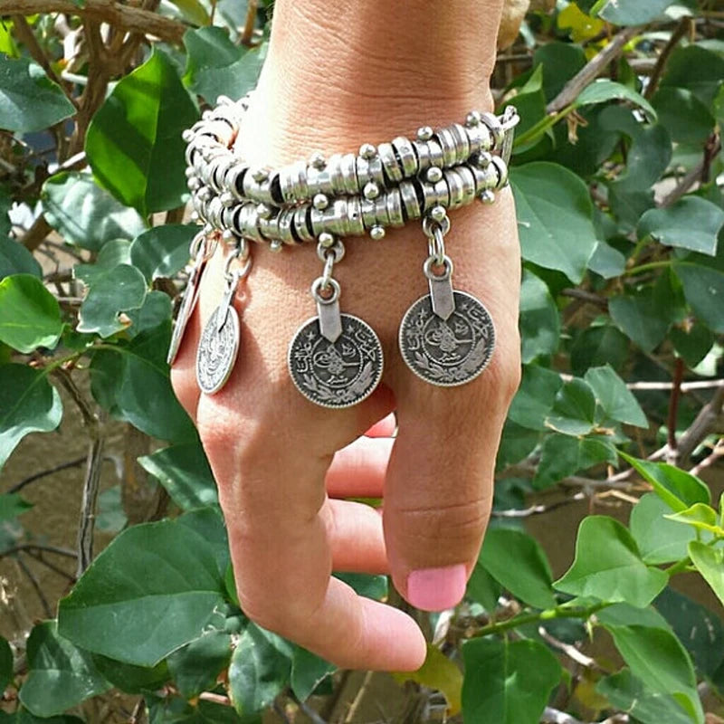 Vintage Münze Quaste Charm Armband für Frauen Männer Gypsy Boho Sommer Strand Chic Festival Handkette türkisch afghanisch indischer Schmuck