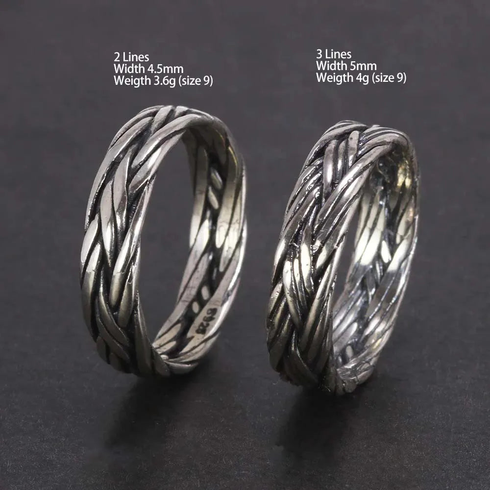 Wikinger-Schmuck, geflochtener Ring aus 925er-Sterlingsilber für Männer und Frauen, Paar-Eheringe für Liebhaber