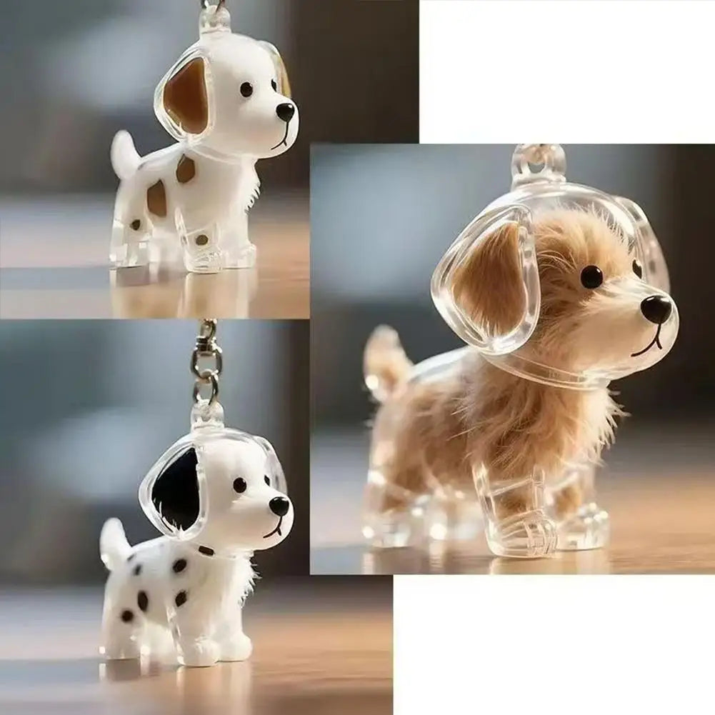 Klarer Tierhaar-Schlüsselanhänger, niedlicher Hund, Fell, Andenkenhalter, kreativer transparenter Tierhaar-Gedenkkollektions-Anhänger für Hund/Katze