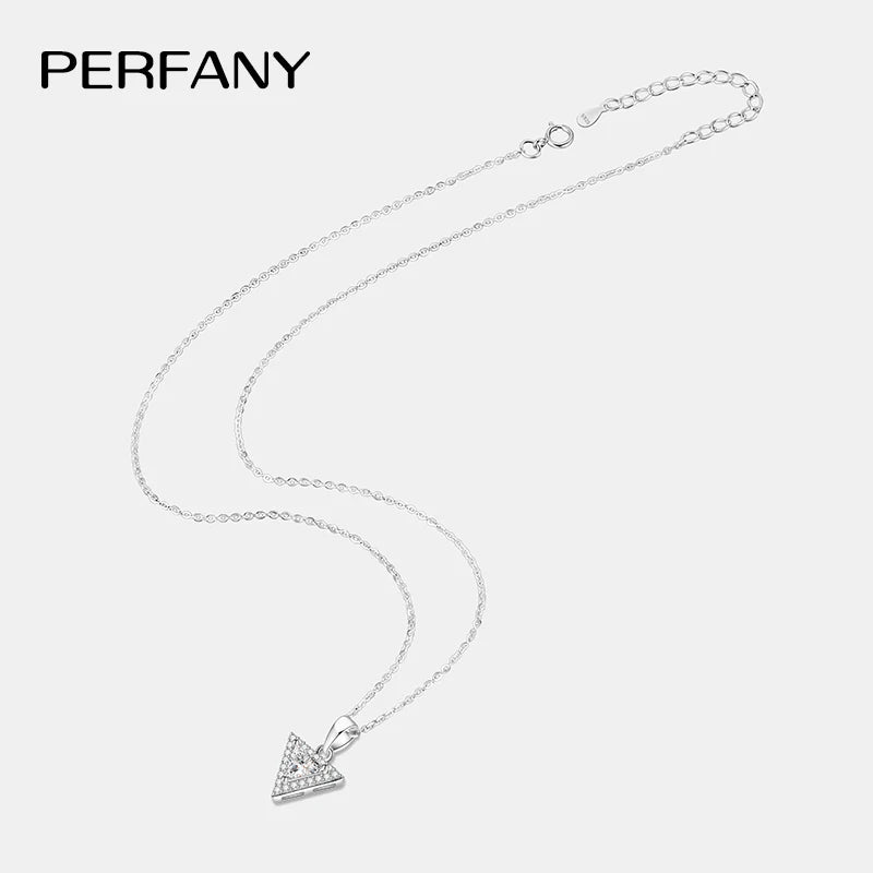 PERFANY 0,5/1CT Dreieckige Moissanit Halskette für Frauen S925 Reinem Silber Labor Diamant Anhänger Mode Schmuck Party Geschenk