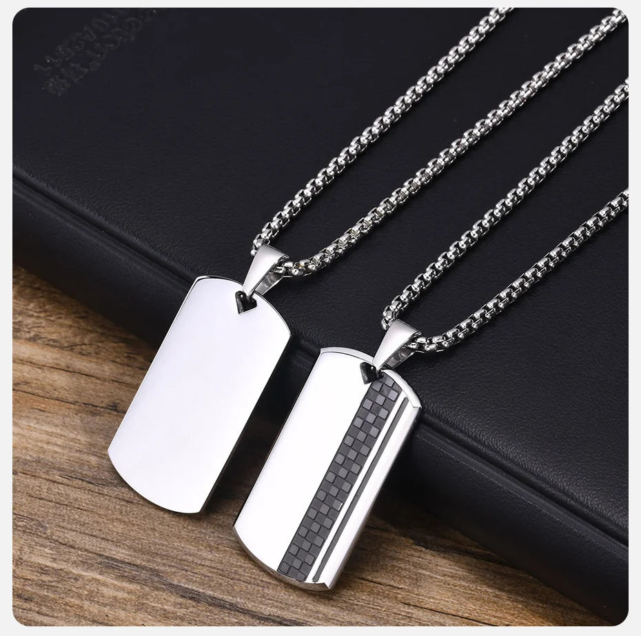 Vnox Herren-Halskette mit Erkennungsmarken-Anhänger aus Edelstahl, geometrische Hundemarken-Halsketten, Geschenk für Ihn, Schmuck