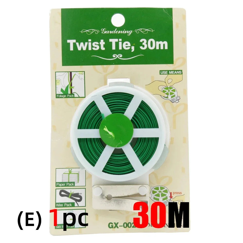 1pc 30/50M Langlebige Pflanzen Krawatte Grüne Beschichtung mit Cutter Starke Twisted Cord Garten Bonsai Unterstützung gartenarbeit Und Outdoor Verwenden Suppl