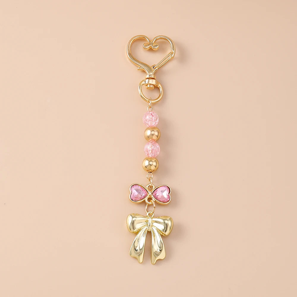 Aihua süße Y2K Metall Perle Liebe Herz Schleife Schlüsselanhänger für Frauen Mädchen Handtasche Anhänger DIY Schlüsselanhänger handgemachte Schmuck Geschenke