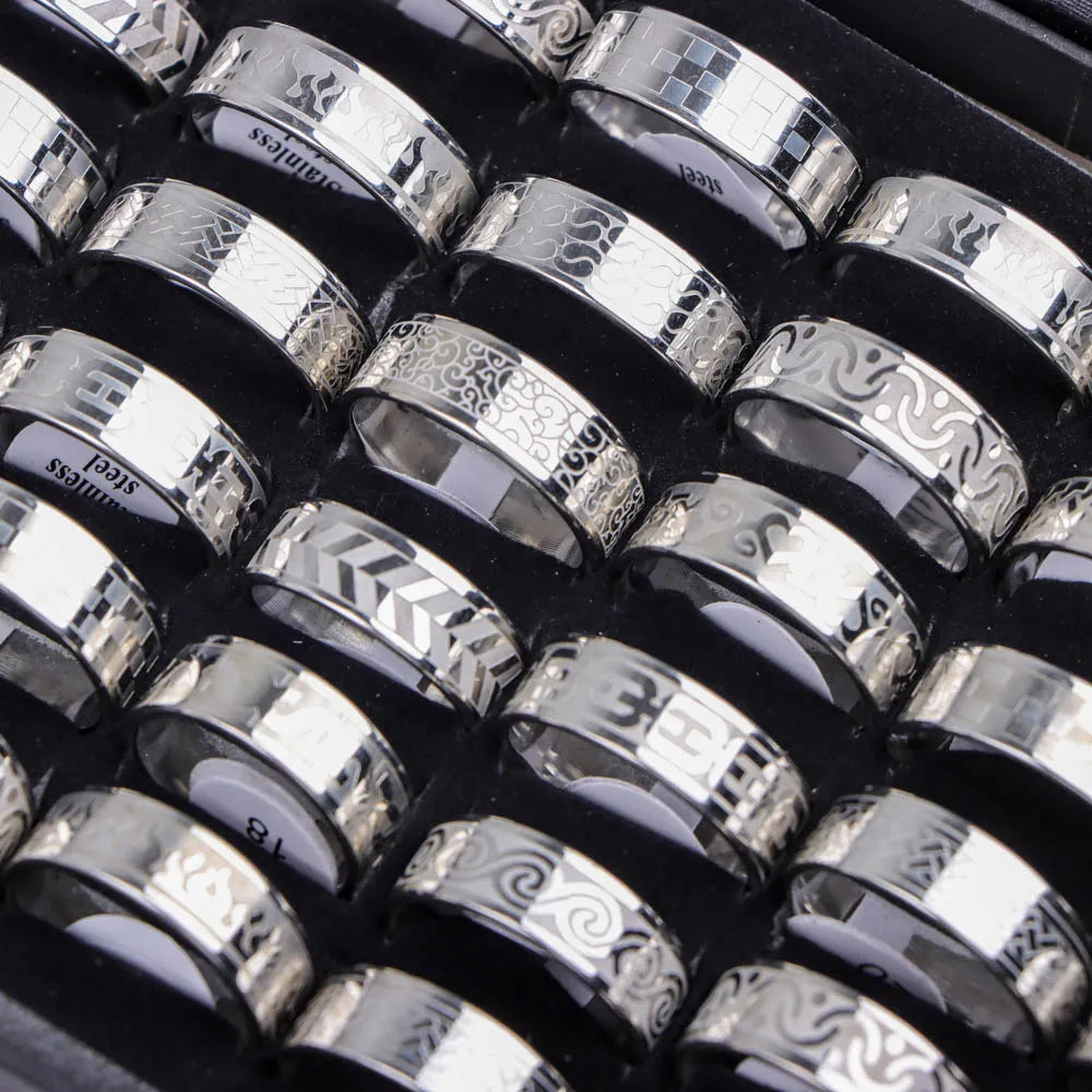 10 Teile/los Trendy Klassische männer frauen Öl Tropft Edelstahl Ringe, Retro Schmuck Geschenke, Gemischte Stil