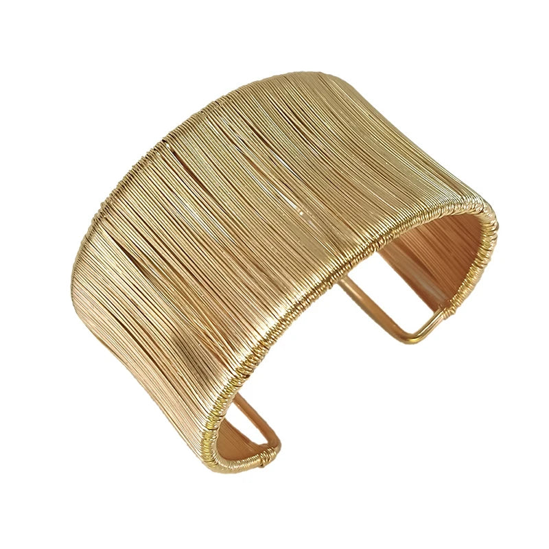 Mode offene Manschette Frauen Armband Armreif Punk Metalldraht Schnur verstellbare Vintage übertrieben Gold Silber Farbe Schmuck Armreifen