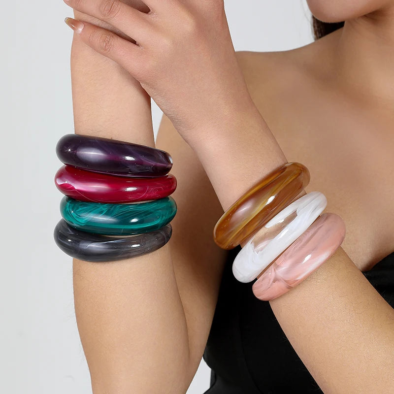 Vintage Böhmischen Harz Manschette Charme Armbänder Armreifen Für Frauen Mode Schmuck Acryl Weit Offene Handgelenk Geometrische Armreif Pulseras