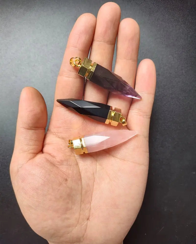 Fuwo 1pcs Natur kristall Spike Anhänger, für die Schmuck herstellung pd085gm