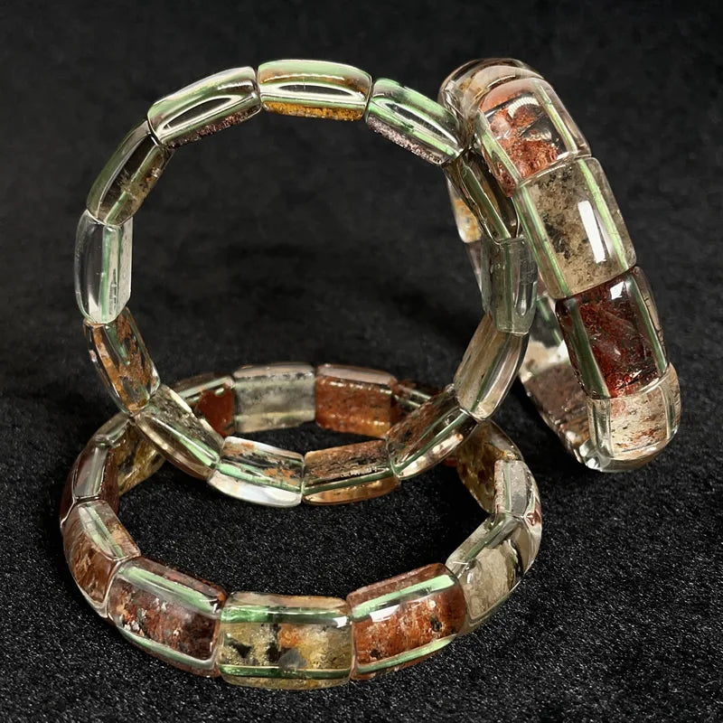 Neues farbiges Naturstein-Vier-Jahreszeiten-Geist-Kristall-Quarz-rechteckiges Armband für Männer und Frauen, Paare, glücklicher Modeschmuck
