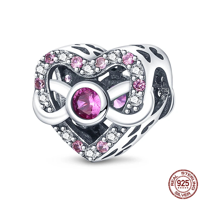 Charms aus 925er-Sterlingsilber, romantische Herz-Serie, Perlen, passend für Qikaola 925 Original-Armbänder, DIY-Schmuck zum Muttertag, Geschenke