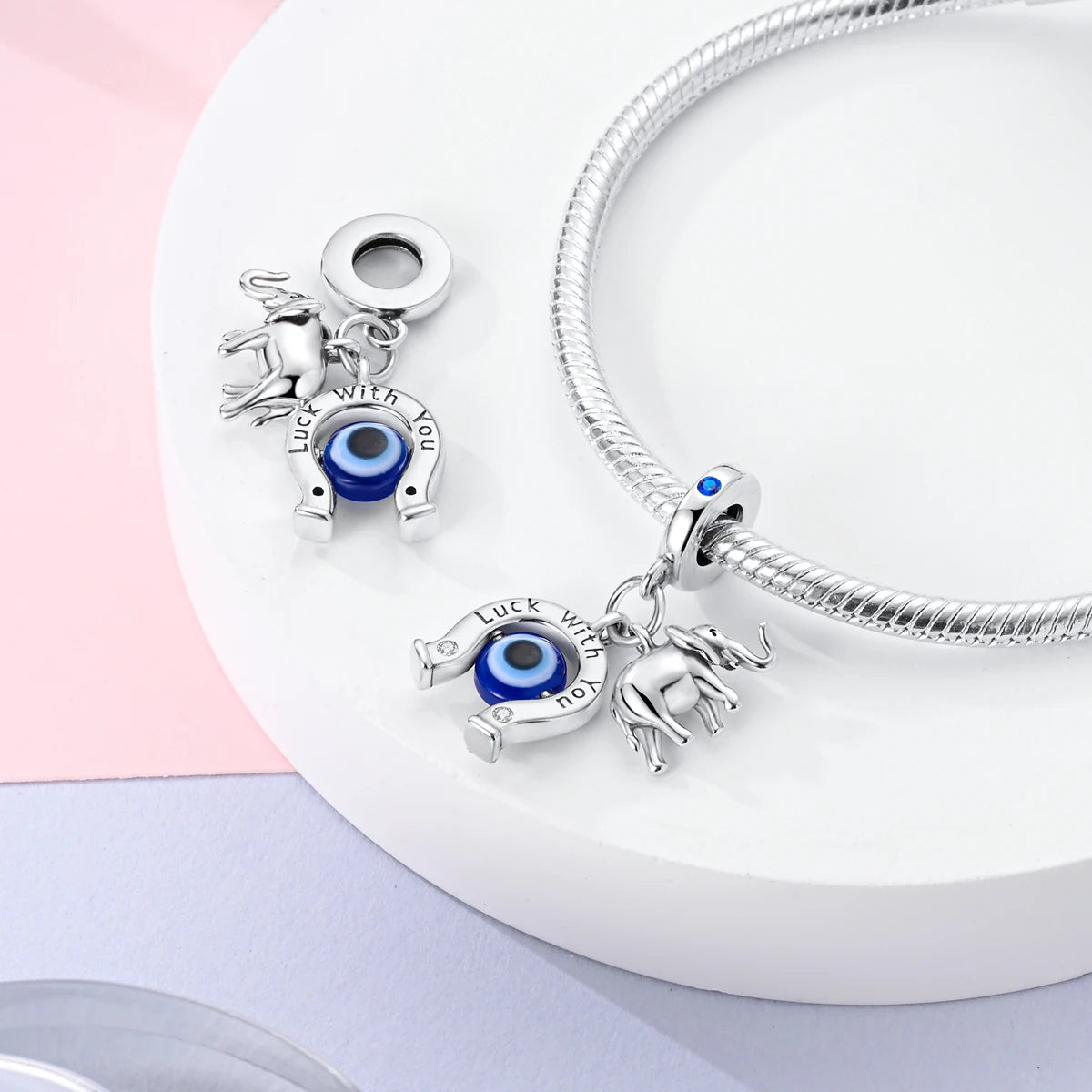 Charm-Anhänger aus Silber 925, blaue Serie, passend für Armbänder, Charms, DIY, originelle Mode-Anhänger für Schmuckherstellung