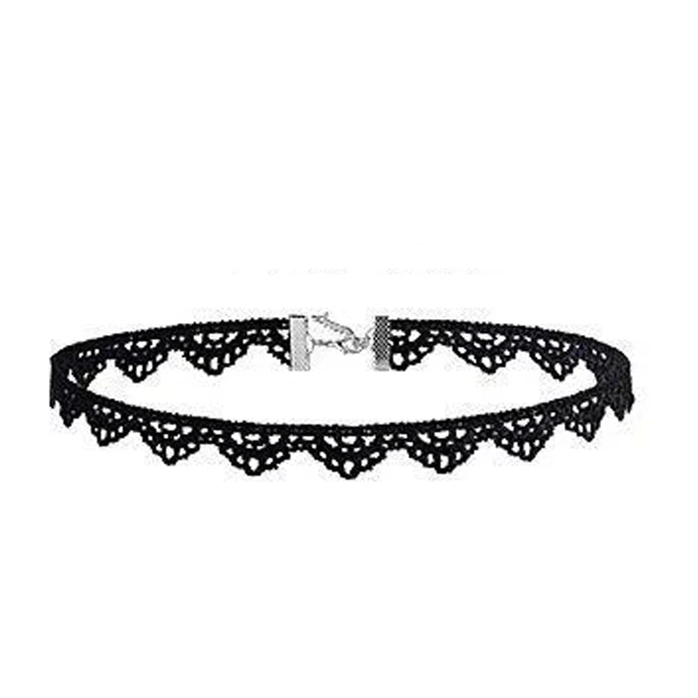 Neo-Gothic Punk Schwarz Sexy Spitze Halskette Für Frauen Mode Retro Schlüsselbein Kette Halloween Kragen Halsband Steampunk Geschenke