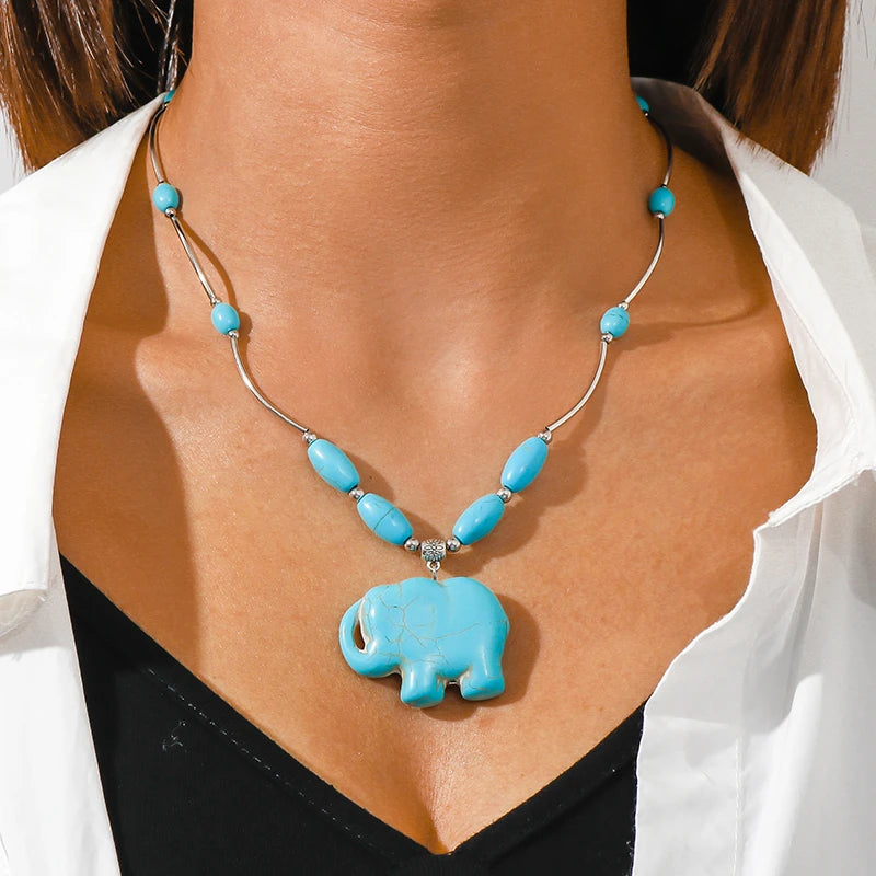 Ethnische Antike Silber Farbe Mond Choker Halsketten für Frauen Boho Türkis Halskette Mädchen Partei Schmuck Geschenke