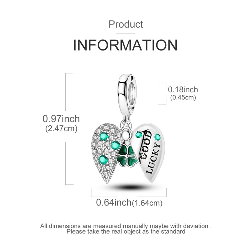 Neu im 925er-Sterlingsilber, grüne Charms, Perlen, Frosch, Kleeblatt, Schildkröte, Anhänger, Schmuck, passend für Original-925-Armbänder für Frauen, DIY-Geschenk