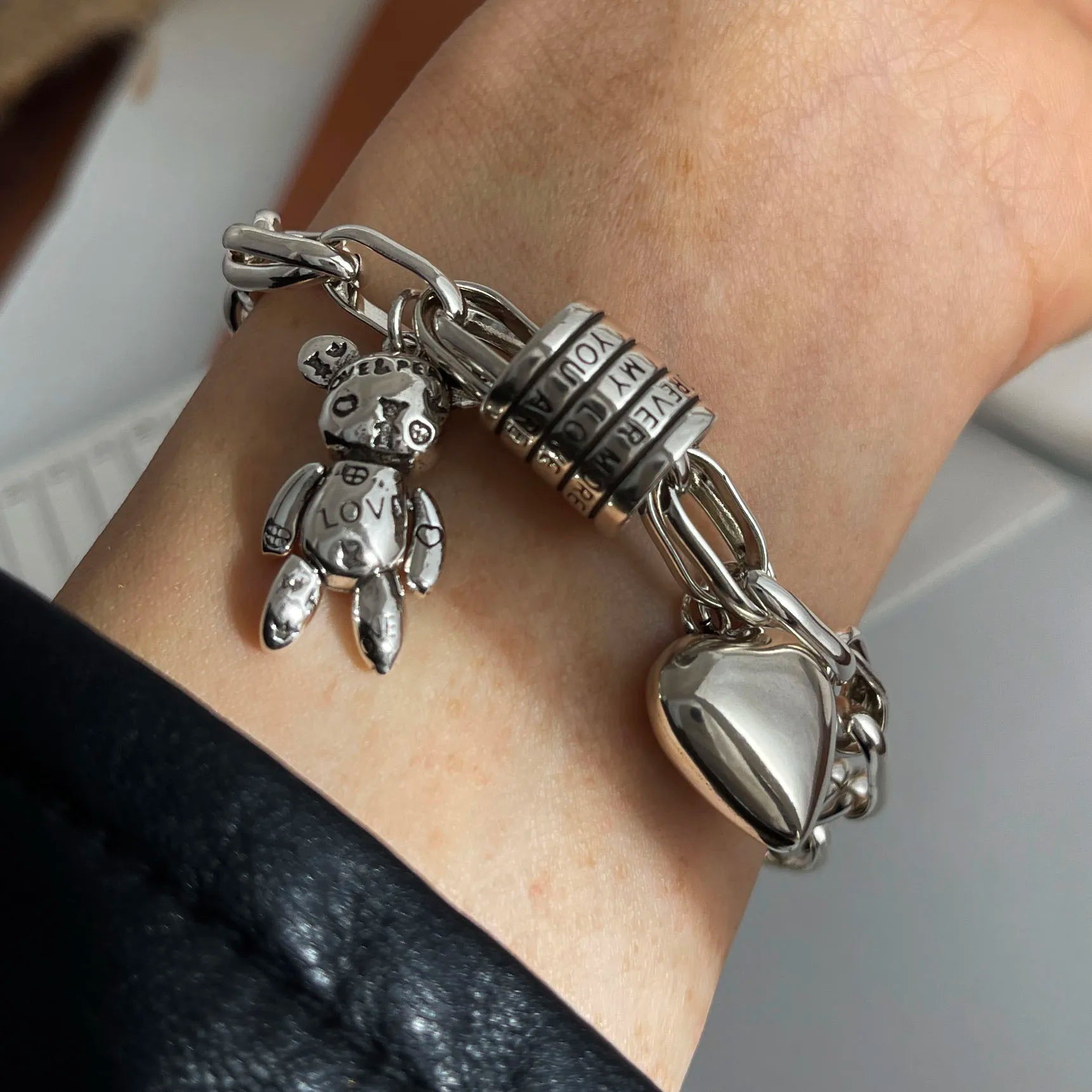 100 % massives 925er-Sterlingsilber-Retro-Armband für Damen und Herren, handgefertigtes Vintage-Herz-Armband, Geburtstagsgeschenk