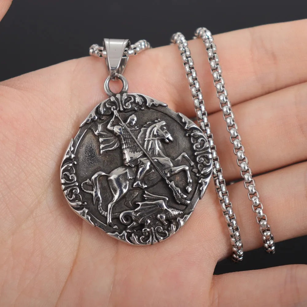 Vintage mittelalterlicher Kriegsritter Anhänger Charm Herren Halskette Weihnachtsgeschenk Valentinstag Geschenk Amulett Schmuck Zubehör