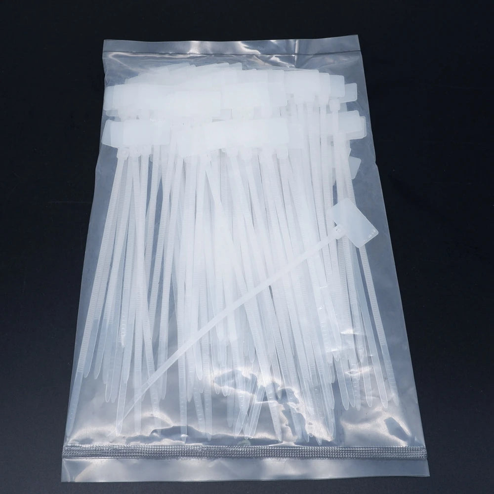 100 Stück Nylon-Kabelbinder, Etiketten, Kunststoffschlaufe, selbstsichernde Kabelbinder-Wraps, Netzwerk-Befestigungsgurte, Marker, 4 x 150 mm, 3 x 100 mm, 4 x 200 mm