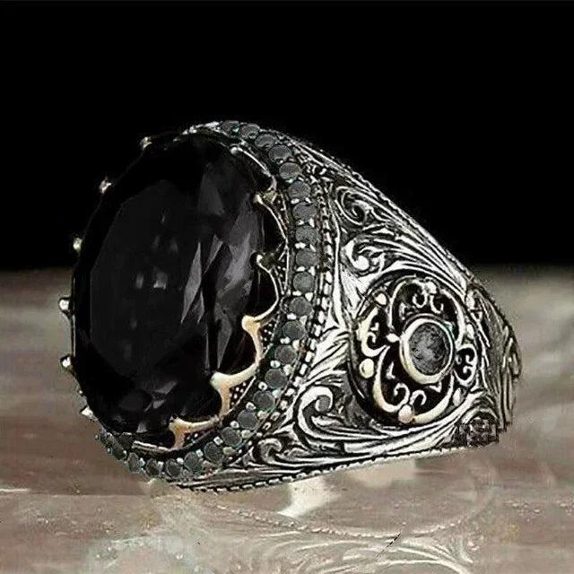 Europäischer und amerikanischer eingelegter Smaragd-Herrenring Türkei Retro dominanter Persönlichkeitsring, um den Bankett-Party-Schmuck teilzunehmen