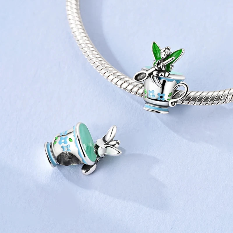 Neu im 925er-Sterlingsilber, grüne Charms, Perlen, Frosch, Kleeblatt, Schildkröte, Anhänger, Schmuck, passend für Original-925-Armbänder für Frauen, DIY-Geschenk