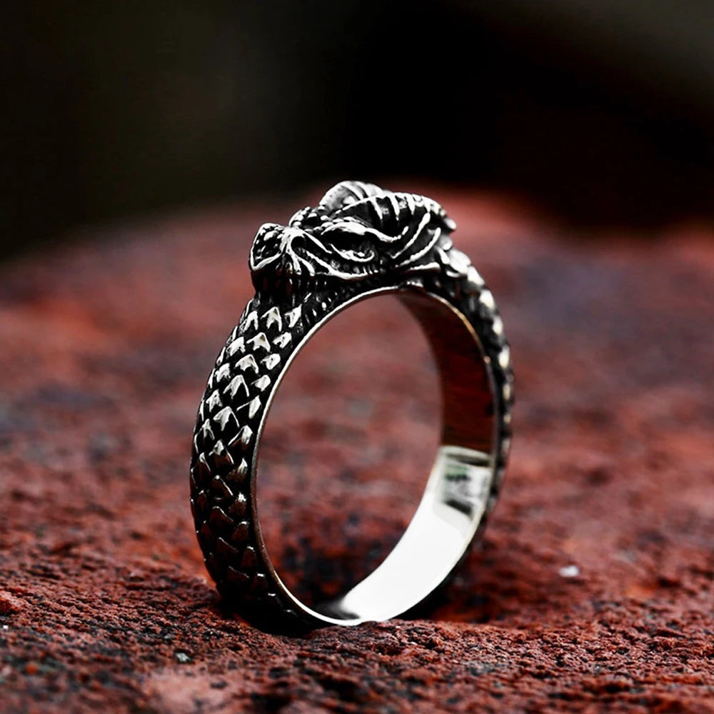 Neue Nordic Mythologie Viking Ouroboros Ring für Männer Frauen Vintage Schlange Ringe Edelstahl Mode Schmuck Geschenk Großhandel