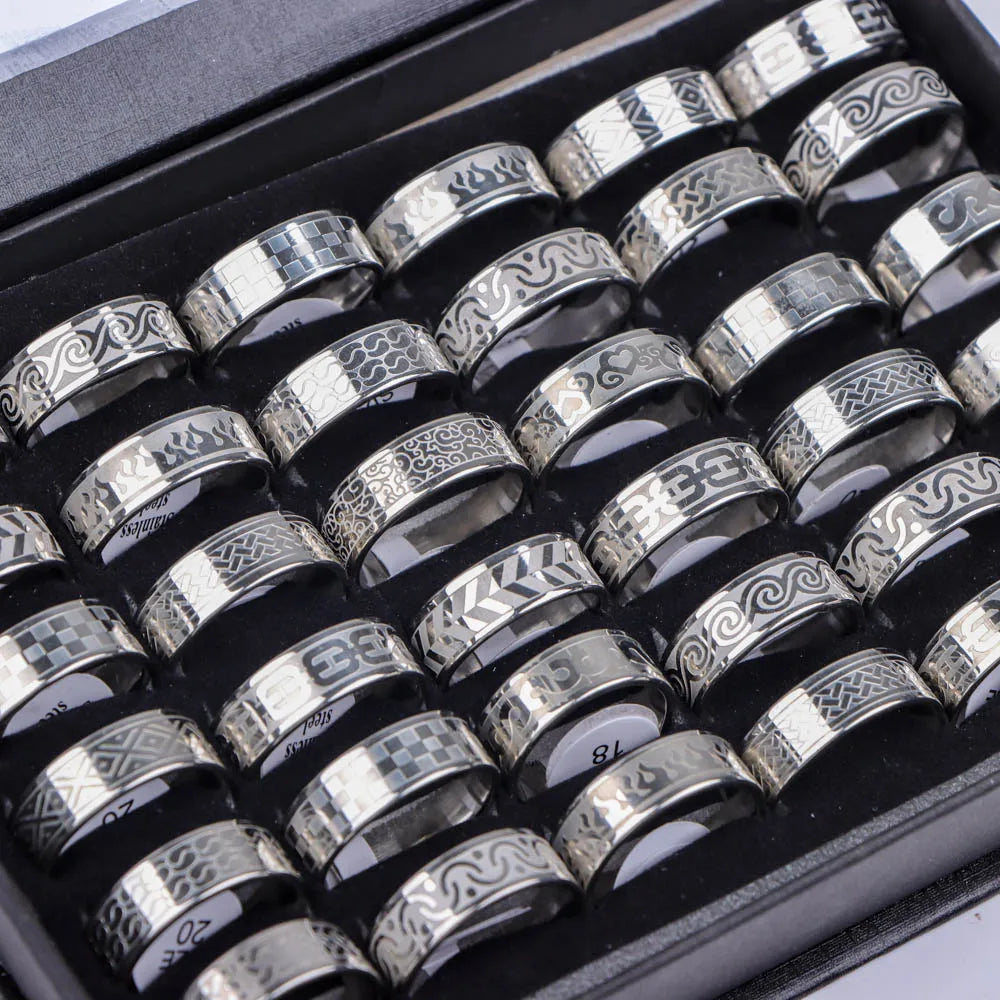 10 Teile/los Trendy Klassische männer frauen Öl Tropft Edelstahl Ringe, Retro Schmuck Geschenke, Gemischte Stil