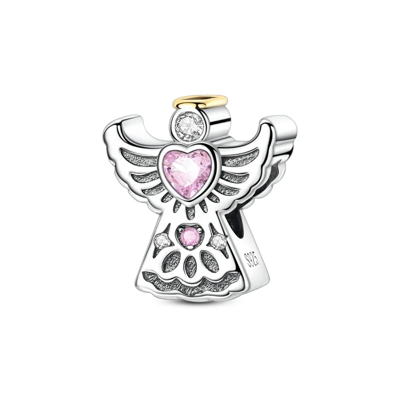 Rosa Charms aus 925er-Sterlingsilber, Perlen, Schmetterling, Parfümflasche, Krone, herzförmiger Zirkon, Charms für Frauen, feiner DIY-Schmuck, Geschenke