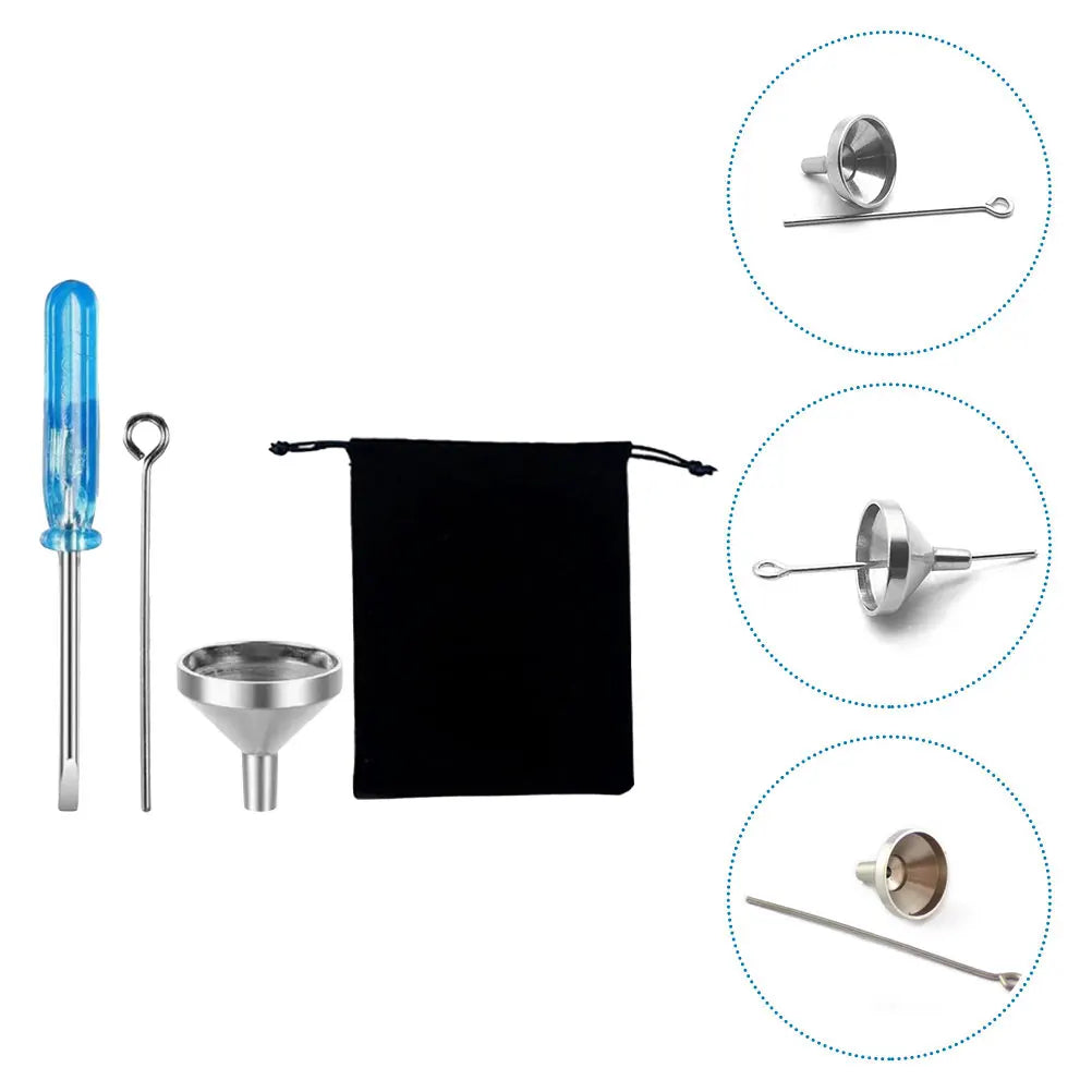 1 Satz 1 Satz Trichter-Set für Asche, Schmuck, Metalltrichter, Urne für Feuerbestattung, kleine Füllung, Abgabewerkzeuge, Edelstahl, Kunststoff