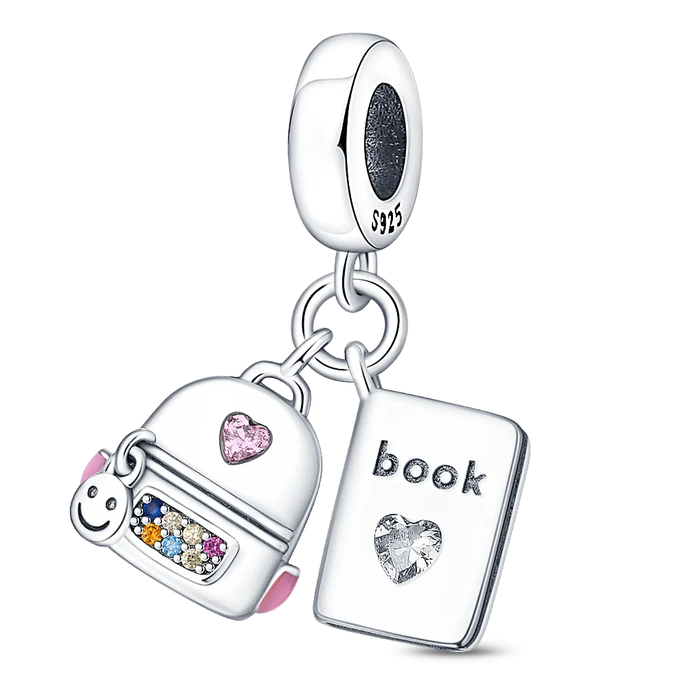 Echtes 925 Sterling Silber Buch Und Kaffeetasse Charms Fit Original Pand 3mm Armband Anhänger Perlen Frauen Edlen schmuck