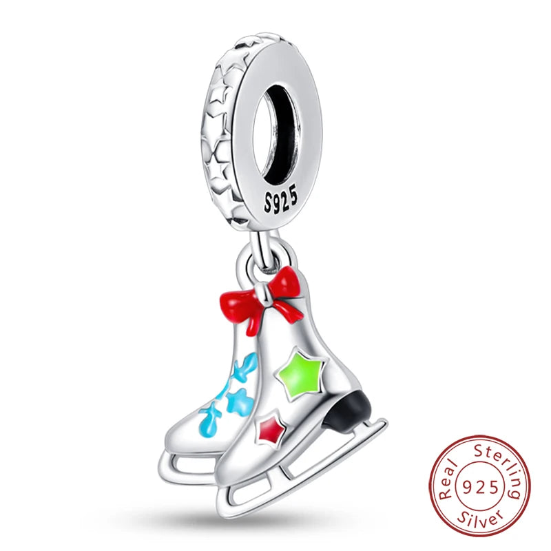Winter-Charm, Original-Charm-Anhänger aus 925er-Sterlingsilber, Schneeflocke, Schneemann, Pinguin, für Frauen, feiner DIY-Geburtstagsschmuck, Geschenke