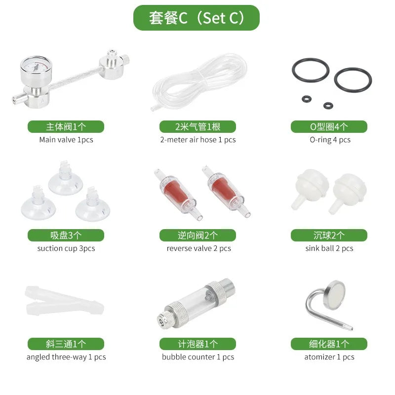 ZRDR Aquarium DIY CO2-Generatorsystem-Kit CO2-Generator, Blasenzähler-Diffusor mit Magnetventil, für / Wasserpflanzenwachstum