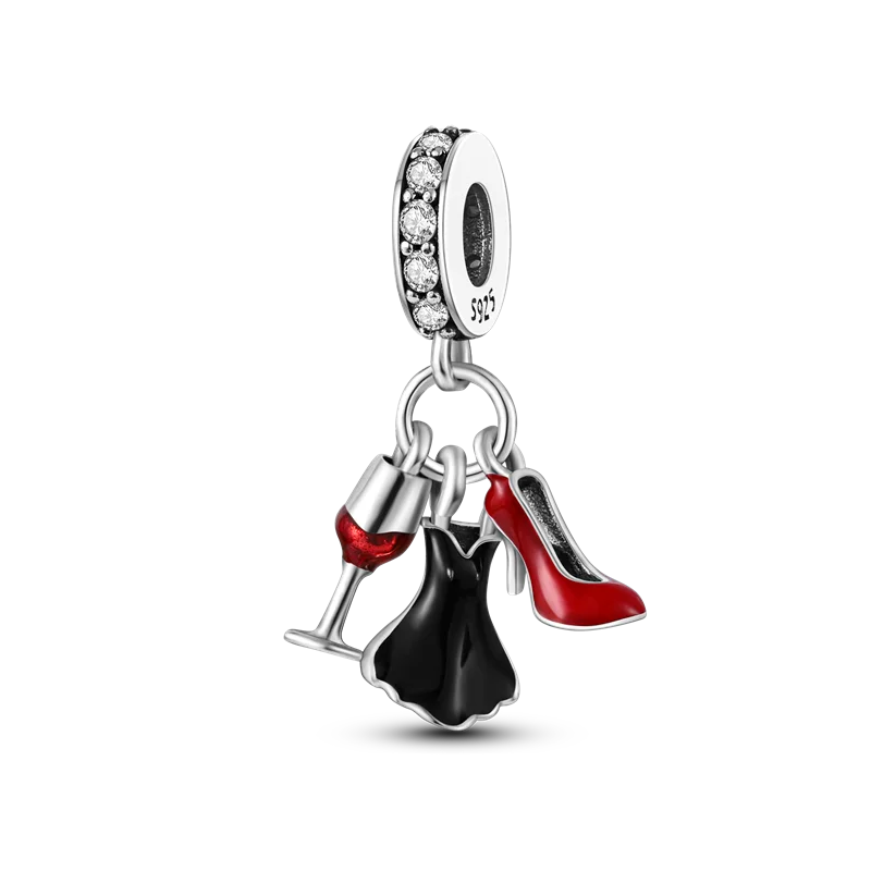 Echtes 925 Sterling Silber Buch Und Kaffeetasse Charms Fit Original Pand 3mm Armband Anhänger Perlen Frauen Edlen schmuck