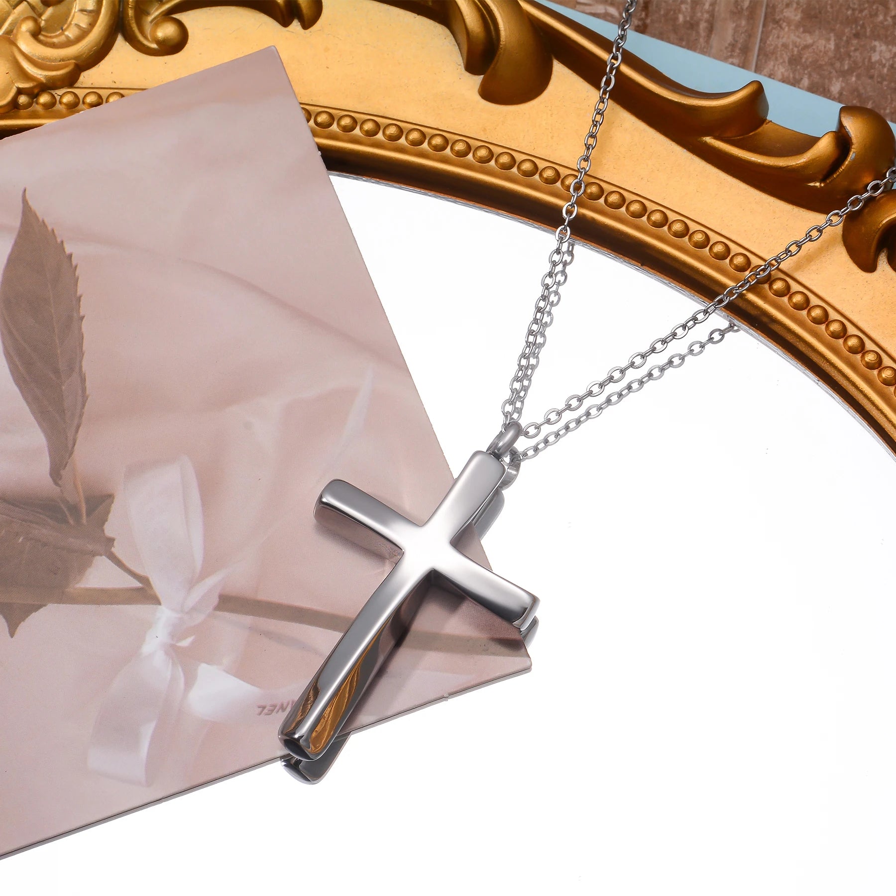 Edelstahl minimalistischen Stil Twist Kreuz Urne Anhänger Halskette Feuerbestattung Memorial Schmuck für Frauen Männer Familie Andenken Geschenk