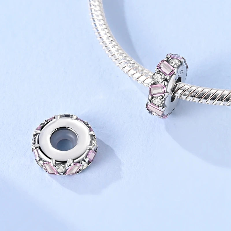 Rosa Charms aus 925er-Sterlingsilber, Perlen, Schmetterling, Parfümflasche, Krone, herzförmiger Zirkon, Charms für Frauen, feiner DIY-Schmuck, Geschenke
