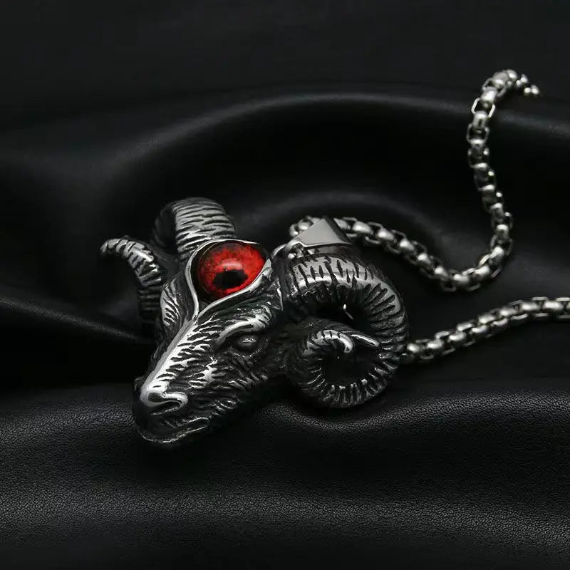 Modische und kreative Gothic Devil Eye Schafkopf-Halskette für Herren, personalisierbar, trendiger Retro-Punk-Schmuck, Accessoires für Damen