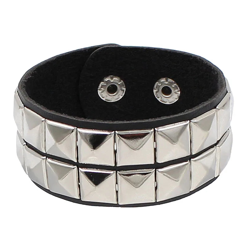 2022 Gothic Punk Mode Pu Leder Armband Schwarz Breite Manschette Armbänder Armreifen Vintage Punk Armband Männer Schmuck