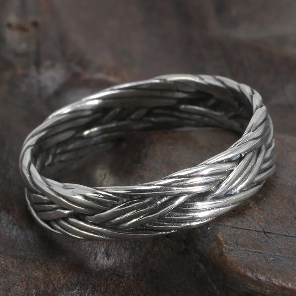 Wikinger-Schmuck, geflochtener Ring aus 925er-Sterlingsilber für Männer und Frauen, Paar-Eheringe für Liebhaber