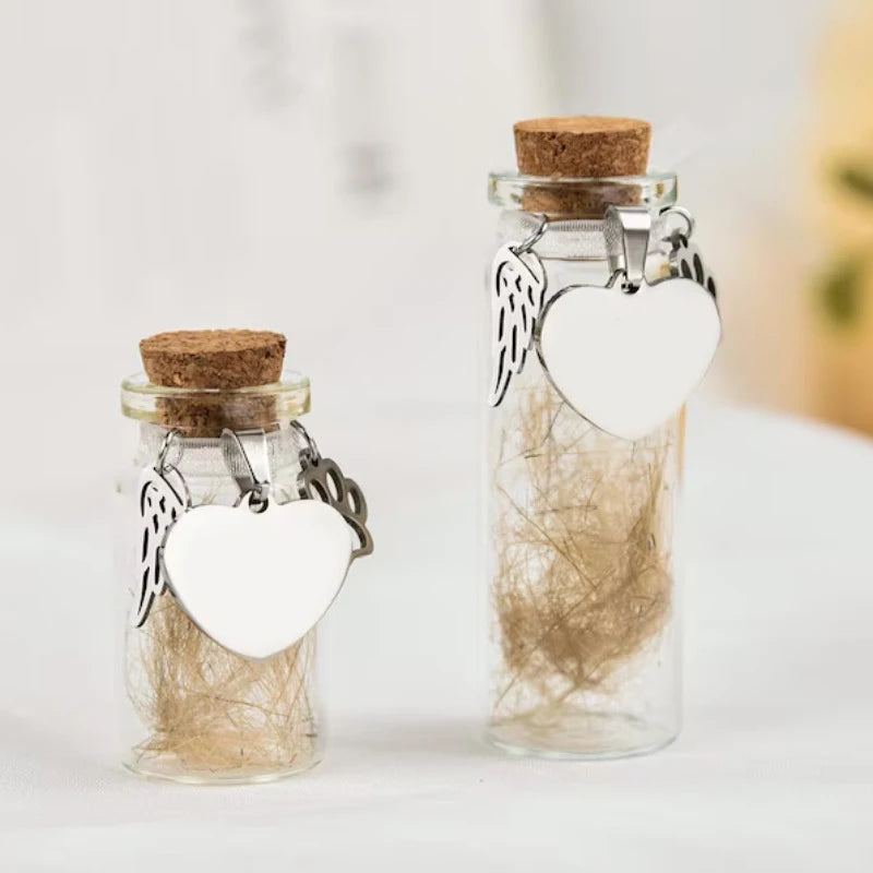 ieniaCC55 SigurPet Gedenkflasche für Haustiere, Haare, Hunde, Katzen, Fell, Andenken, Flaschenaufbewahrung mit 3 silbernen Accessoires, Gedenkurnenbehälter für Haustiere