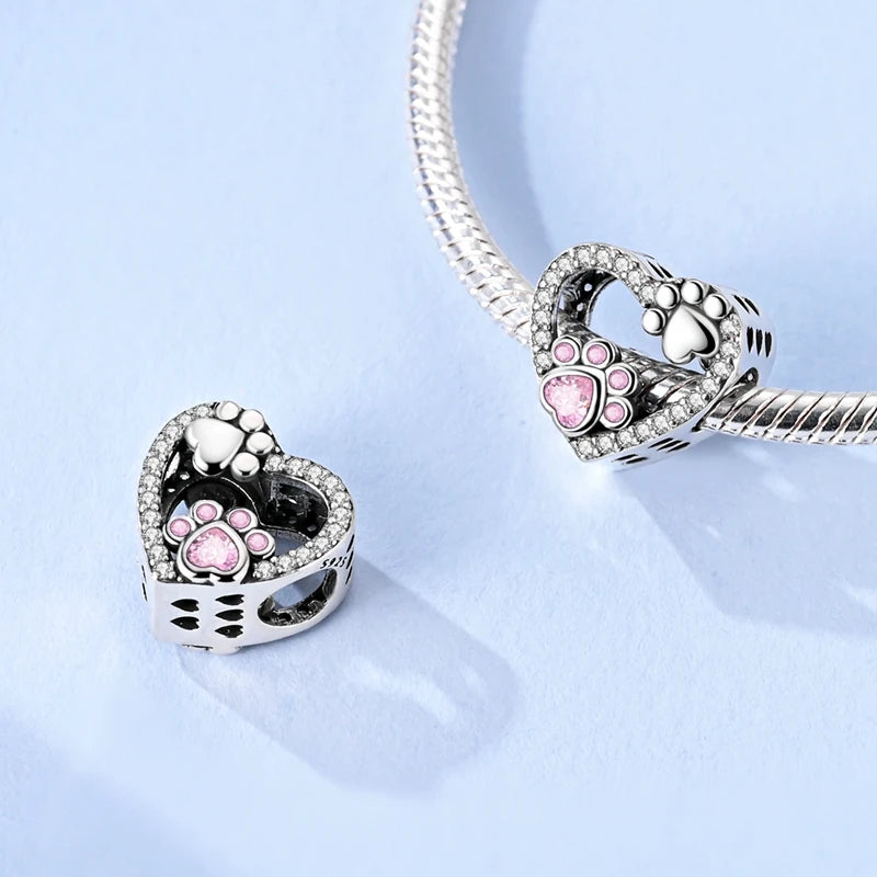 Rosa Charms aus 925er-Sterlingsilber, Perlen, Schmetterling, Parfümflasche, Krone, herzförmiger Zirkon, Charms für Frauen, feiner DIY-Schmuck, Geschenke