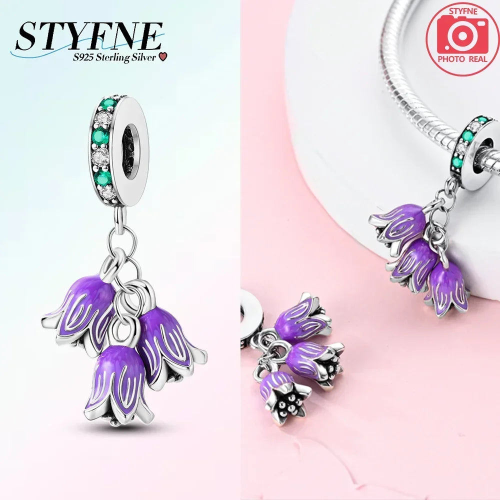 Romantische elegante Blumen-Charms aus 925er Silber, Sonnenblume, Tulpe, Rose, Nelke, Anhänger, passend für Original-Armbänder, DIY-Herstellung von Schmuck, Geschenken