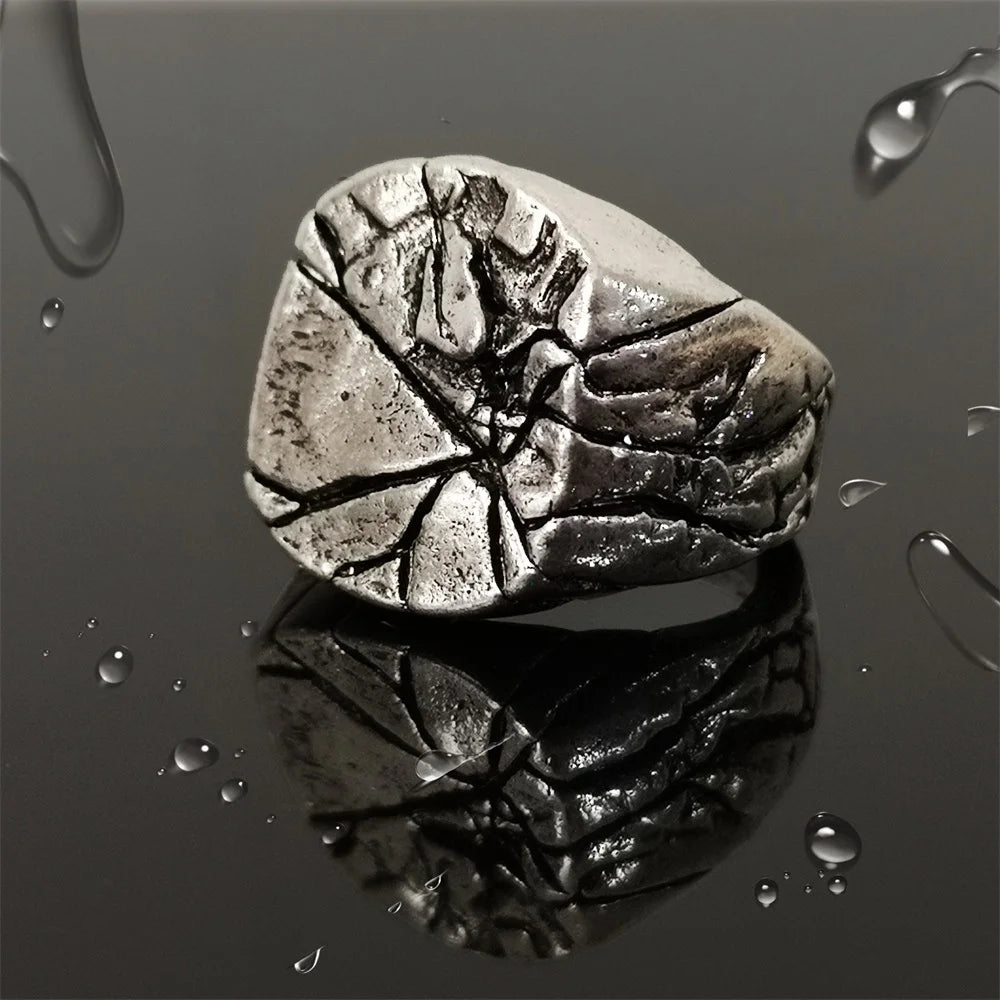 Vintage Rissige Legierung Männer Ring Retro Platz Zeigefinger Ring Für Männer Rock Bar Party Schmuck Großhandel