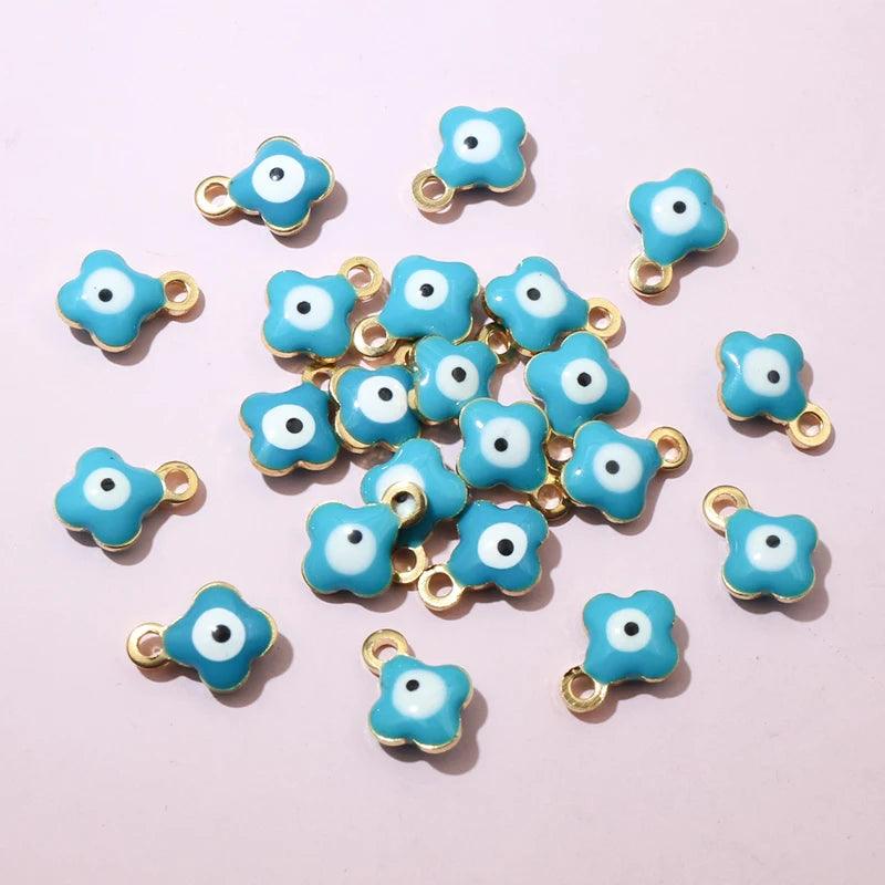 20 Stück 9x7mm Emaille Böse Augen Blumen Anhänger Anhänger kleine Edelstahl DIY Schmuck Herstellung Zubehör Ergebnisse