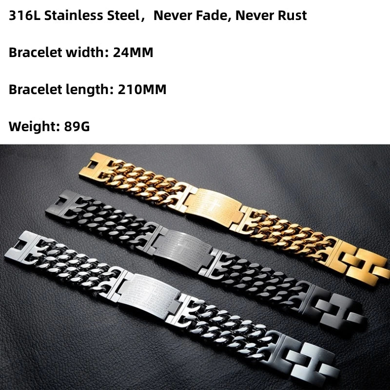 HNSP 24MM Breite 316L Edelstahl Kubanischen Kette Kreuz Armband Für Männer Schmuck Männliche Hand Kette Wrap Armbänder Punk zubehör