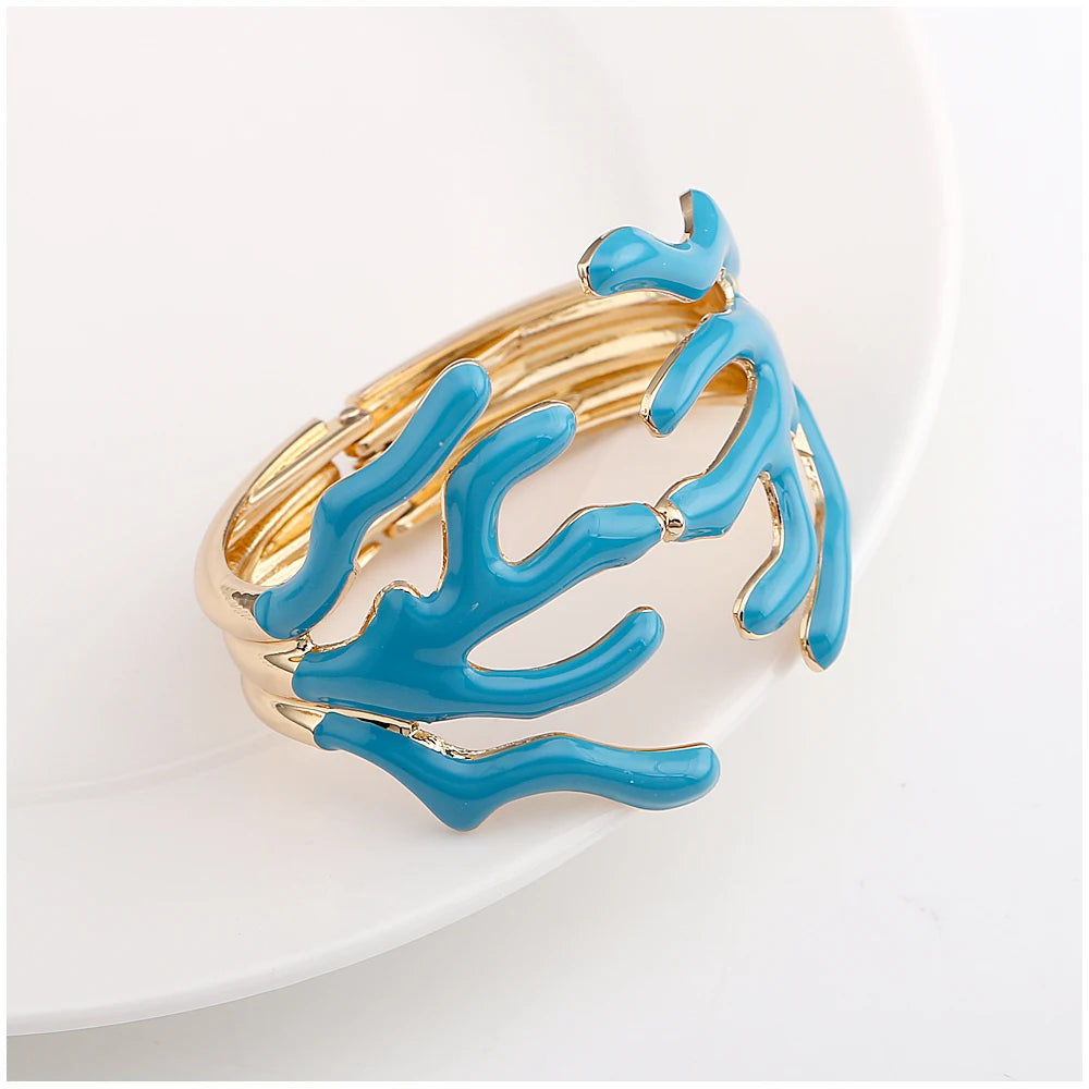 KAYMEN Neues wunderschönes Korallen-Design, luxuriöses Manschettenarmband, Statement-Armreif, Modeschmuck für Frauen, Verlobung, Hochzeit, Zubehör