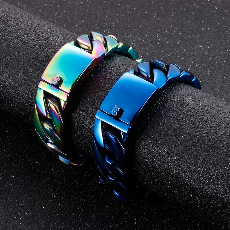 20/26/31MM 316L Edelstahl Curb Kubanisches Armband Riesige Schwere Silber Farbe Ton Schmuck Herren Frauen Biker Bike Kette Armbänder