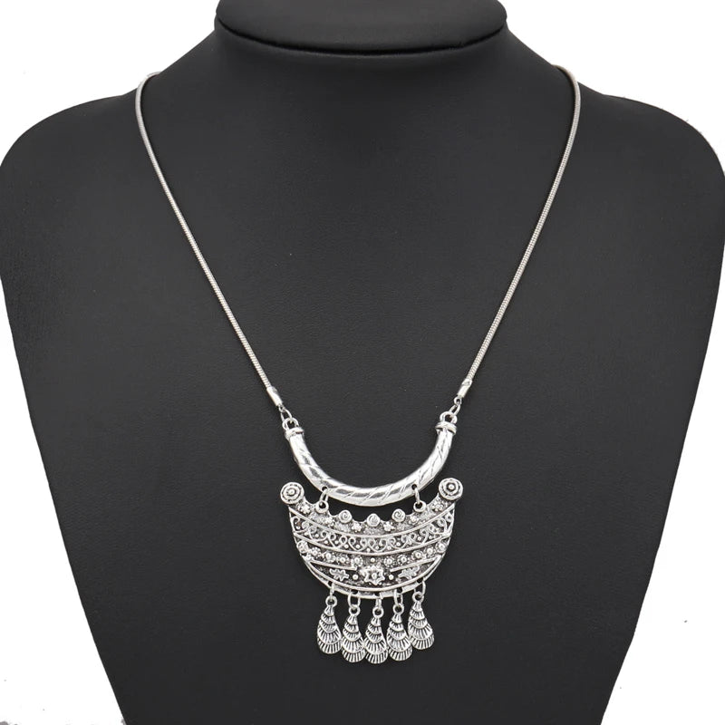 Ethnische Antike Silber Farbe Mond Choker Halsketten für Frauen Boho Türkis Halskette Mädchen Partei Schmuck Geschenke