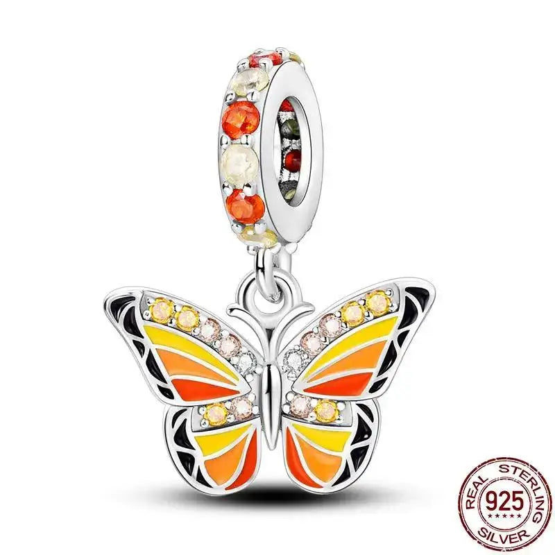 2025 Neu in Original 925 Sterling Silber Bunte Exquisite Schmetterling Serie Charm Fit Armband Halskette DIY Frauen Schmuck Geschenk